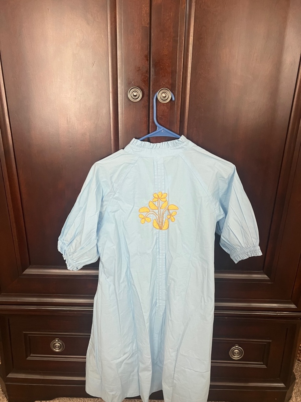 Uncle Frank Light Blue Tunic Dress with Yellow Floral Embroidery - Picture 3 of 3